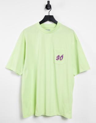 Jack & Jones Originals - T-shirt oversize à broderie 90 - Vert citron