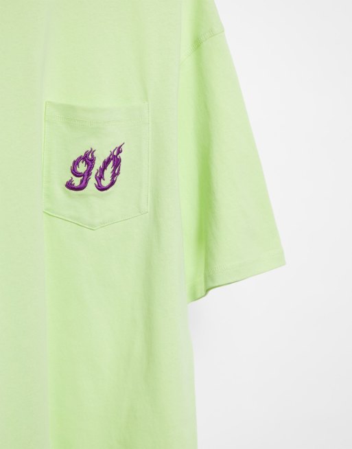 Jack & Jones Originals - T-shirt oversize à broderie 90 - Vert citron, 3 de 4