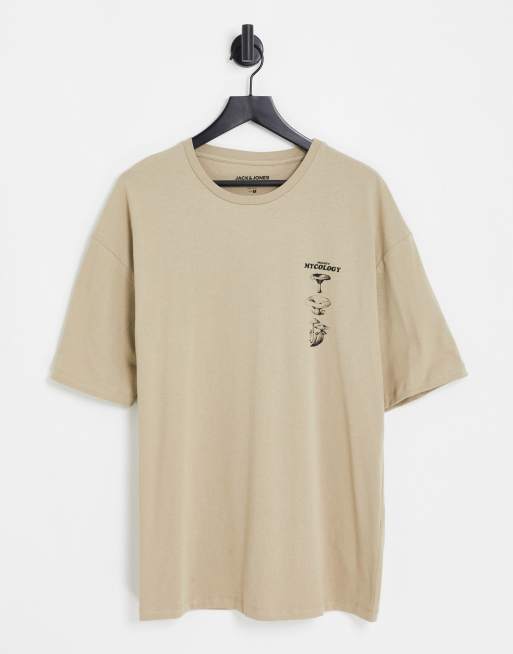 Jack & Jones Originals - T-shirt oversize à motifs champignons dans le dos - Beige, 3 de 4