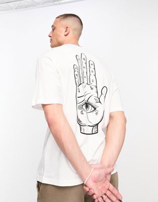 Jack & Jones Originals oversized t-shirt with Hamsa hand back print in white - ASOS Price Checker