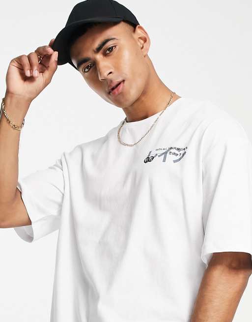 Jack & Jones Originals - T-shirt oversize avec imprimé manga dans le dos - Blanc, 4 de 4