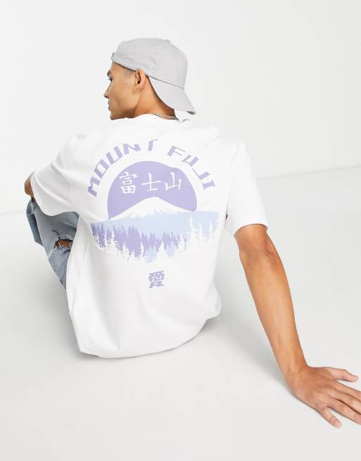 Jack & Jones Originals - T-shirt oversize avec imprimé montagne - Blanc