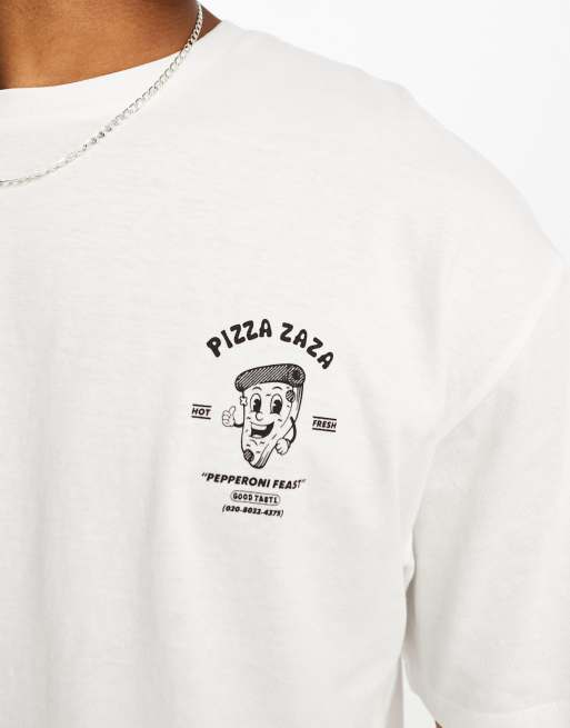 Jack & Jones Originals - T-shirt oversize avec imprimé pizza dans le dos - Blanc, 2 de 4