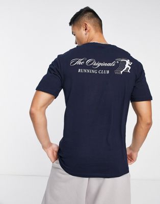 Jack & Jones Originals oversized t-shirt with run club back print in navy - ASOS Price Checker