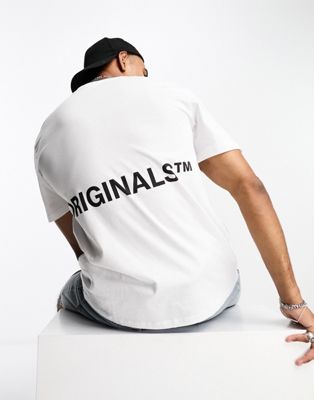 Jack & Jones Originals oversized t-shirt with originals back print in white  - ASOS Price Checker