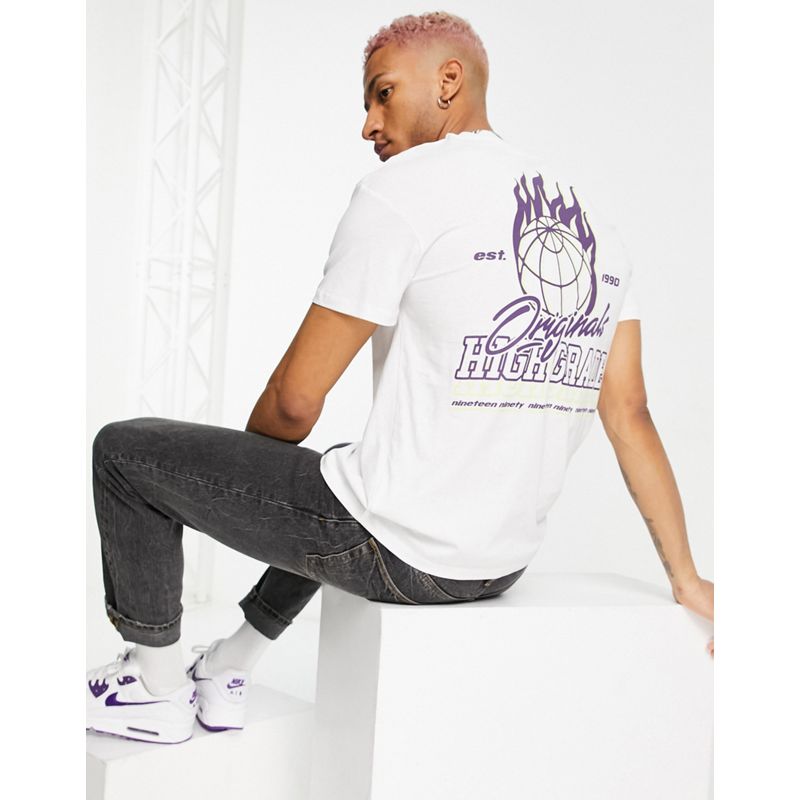Jack & Jones Originals - T-shirt oversize con stampa stile basket sul retro, colore bianco