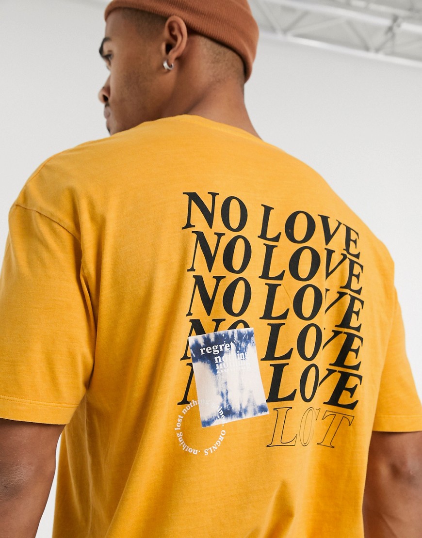 Jack & Jones Originals - T-shirt oversize gialla con stampa grafica sul retro-Giallo