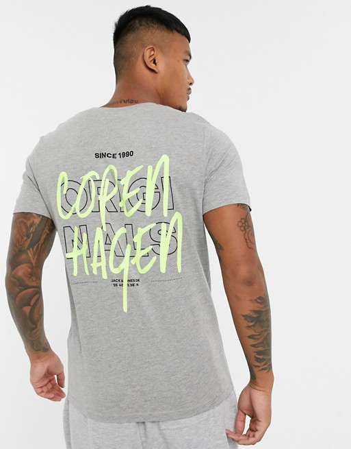 Jack & Jones Originals t-shirt with Copenhagen back print in grey