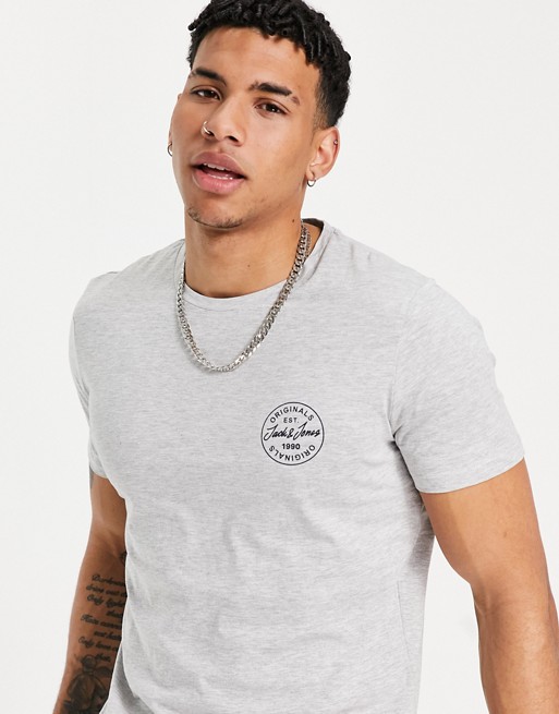 Jack & Jones Originals t-shirt with crew neck & small logo in light grey