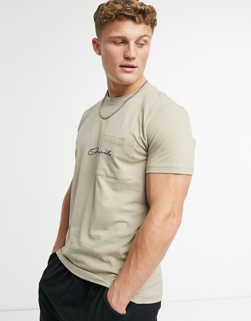 Jack & Jones Originals t-shirt with pocket and originals logo in beige