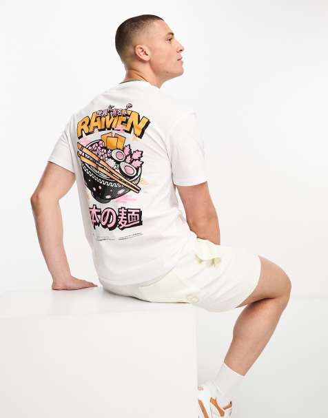 Jack & Jones Originals t-shirt with ramen back print in white 