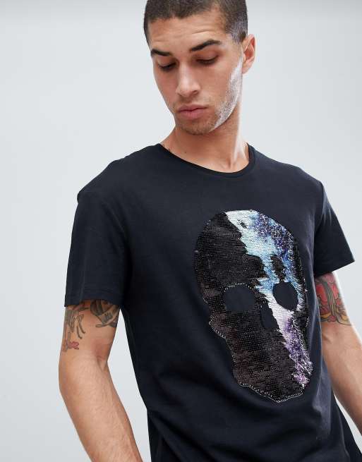 Sequin skull 2025 t shirt