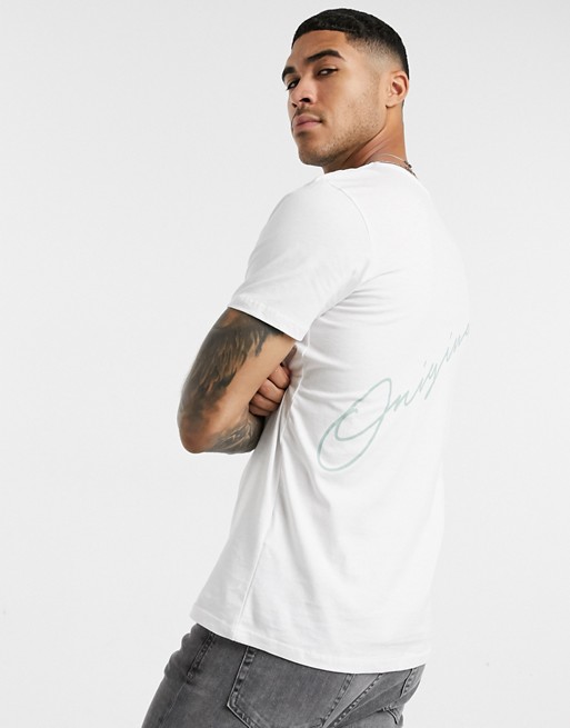 Jack & Jones Originals t-shirt with script back print in white