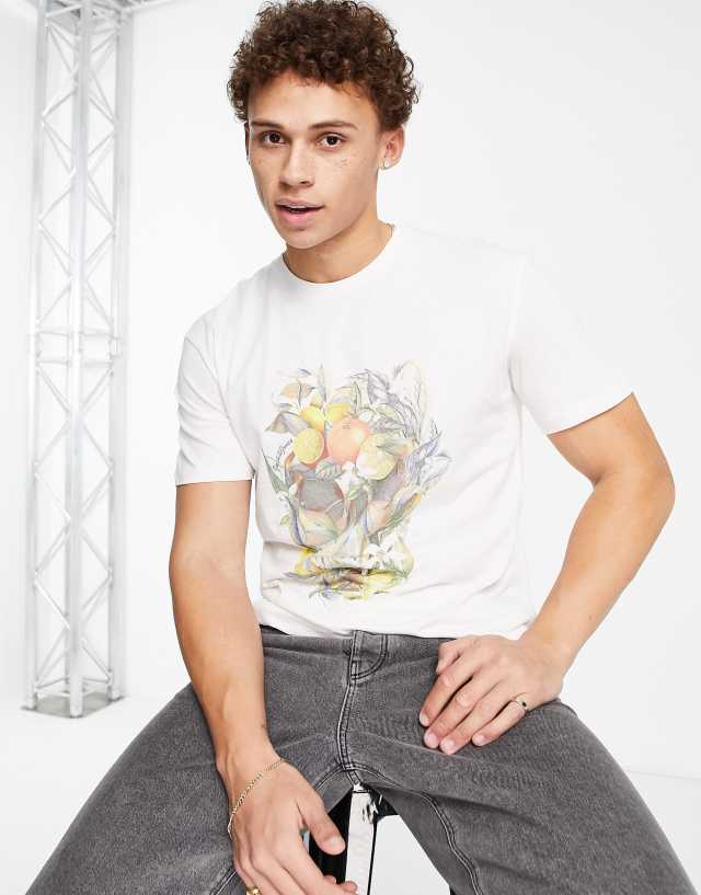 Jack & Jones Originals t-shirt with skull print in white