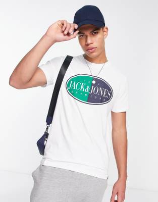 Jack & Jones Originals t-shirt with spliced chest logo in white