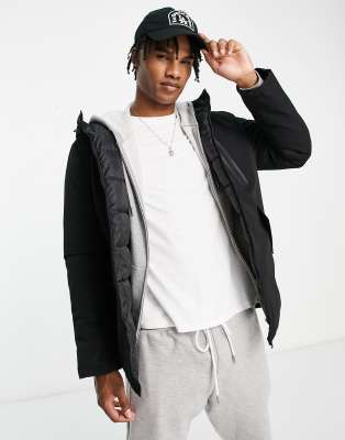 Jack & Jones Originals Technical Parka In Black