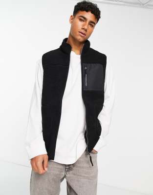 Jack & Jones Originals Teddy Borg Vest In Black