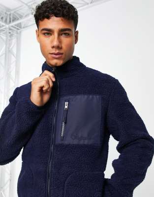 navy teddy fleece cardigan