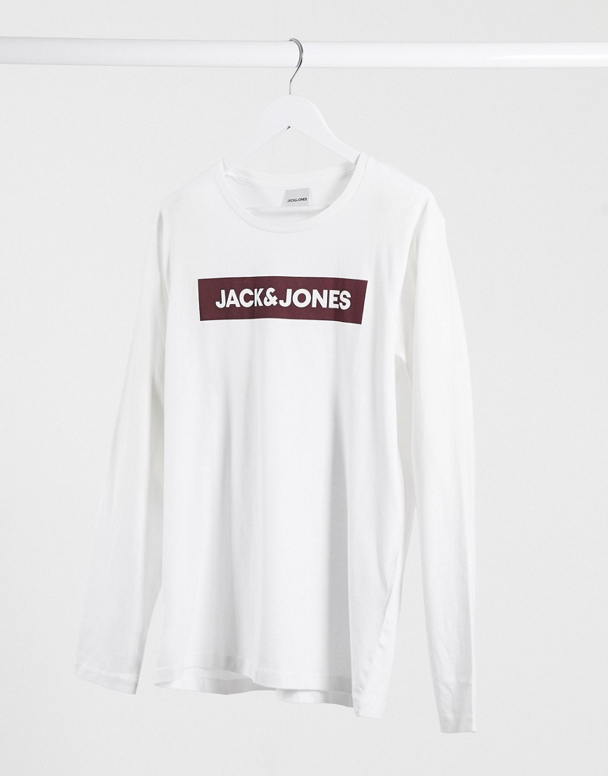 Jack & Jones Originals - Top a a maniche lunghe con logo sul petto-Bianco