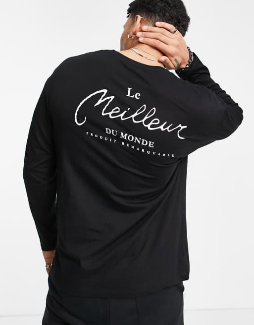 Jack & Jones Originals - Top a maniche lunghe oversize con scritta bianca sul retro nero