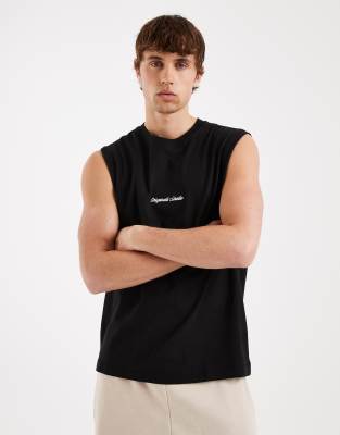 Originals - Trägershirt in Schwarz mit Logo auf der Vorderseite Schwarz L