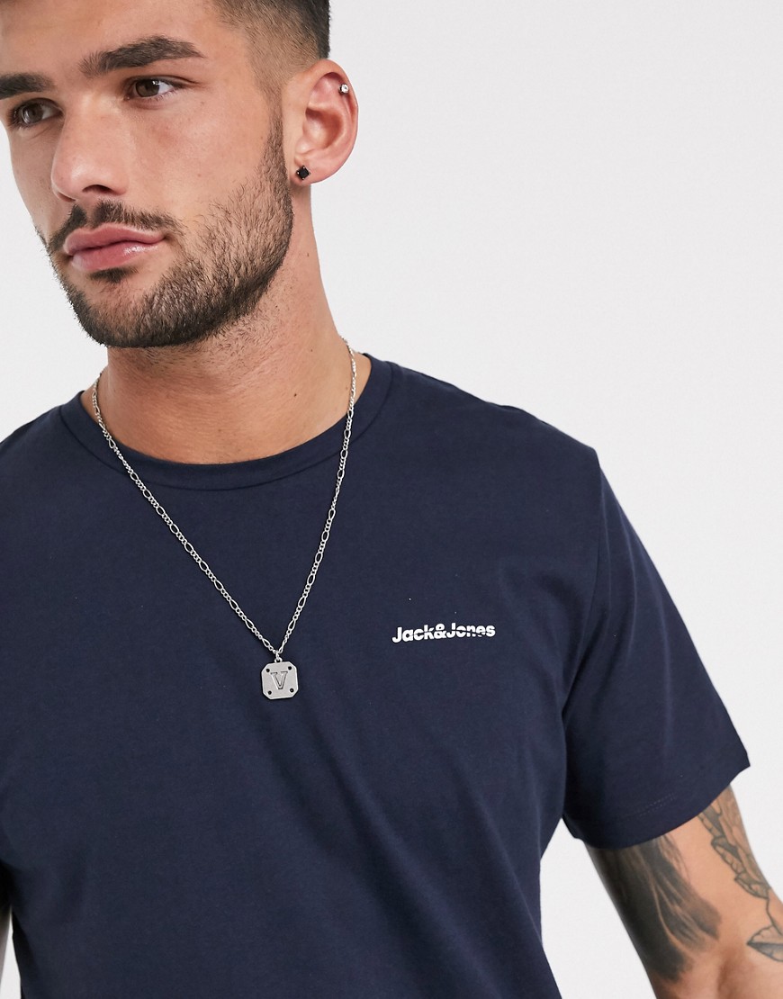 Jack & Jones Originals - Tt-shirt con stampa sul petto-Navy