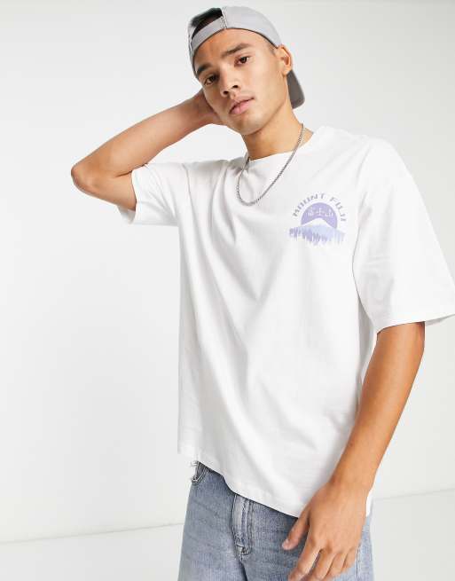 Jack & Jones Originals – Vit oversized t-shirt med bergstryck, 2 av 4