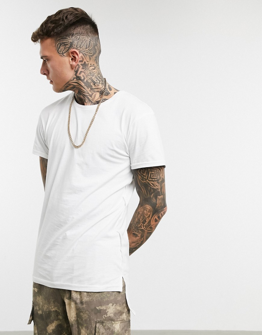 Jack & Jones – Originals – Vit t-shirt i extra longline oversize-modell