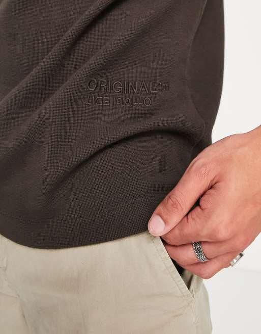 Jack & Jones Originals waffle oversized t-shirt co-ord in brown , 2 of 4