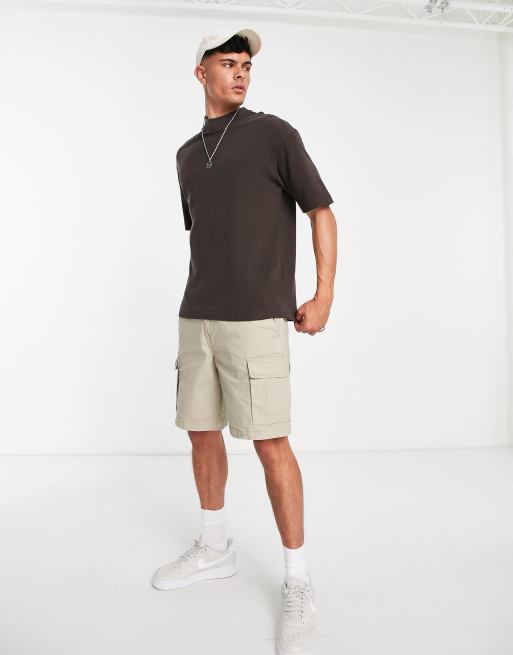 Jack & Jones Originals waffle oversized t-shirt co-ord in brown , 4 of 4