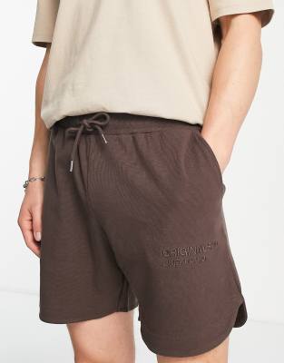 Jack & Jones Originals waffle shorts in brown (part of a set) 