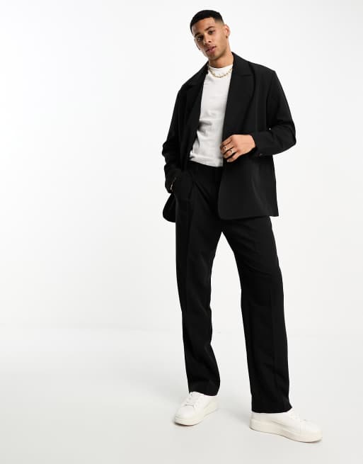 Jack & Jones – Originals – Weit geschnittene Anzughose in Schwarz