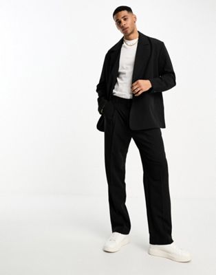 Jack & Jones Originals wide fit suit trousers in black
