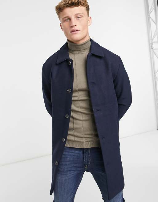 Navy wool car store coat