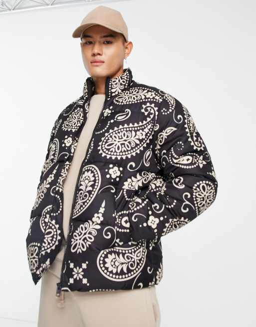 Stimulans gitaar Uitbreiding Jack & Jones - Originals - Zwaar gewatteerd geruit jack met paisley motief  in zwart | ASOS