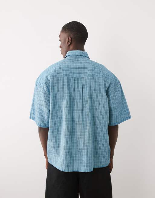Jack & Jones overdye check shirt in blue, 4 of 5
