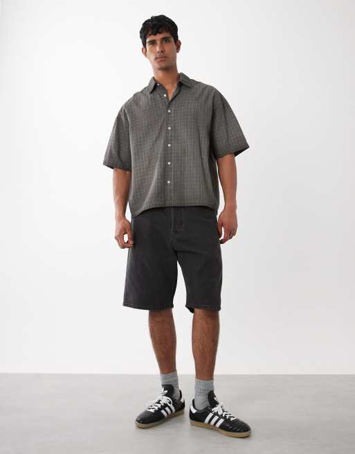 Jack & Jones overdye check shirt in grey, 2 of 5
