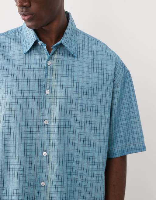 Jack & Jones overdye plaid shirt in blue, 3 of 5