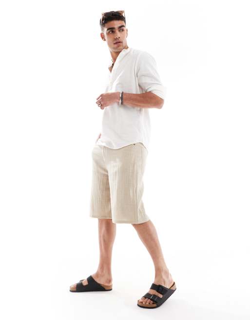Jack & Jones overhead linen shirt in white 
