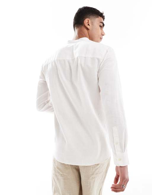 Jack & Jones overhead linen shirt in white 