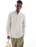 [Jack & Jones] Jack & Jones overhead linen shirt in beige-Neutral XS Crockery