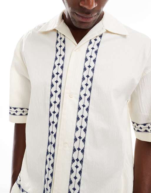 Jack & Jones - Overhemd met linnenlook en print in crème, deel van co-ord set, 3 van 4