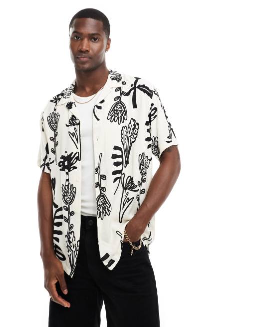 Jack & Jones - Overhemd met reverskraag en abstracte bloemenprint in wit 