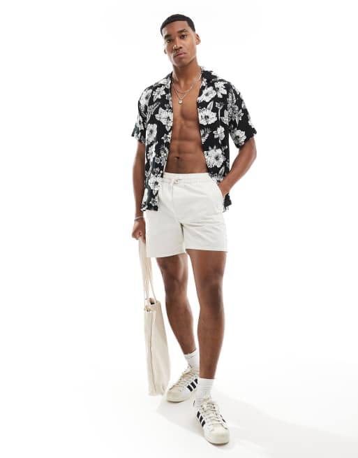 Jack & Jones - Overhemd met reverskraag en bloemenprint in zwart en wit