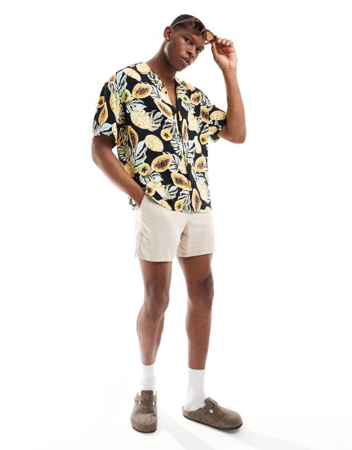 Jack & Jones - Overhemd met reverskraag en fruitprint in zwart 