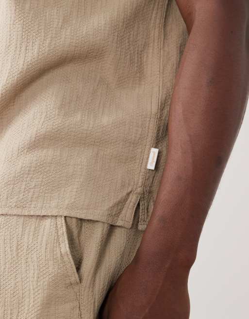 Jack & Jones - Overhemd met textuur in beige, deel van co-ord set , 4 van 5