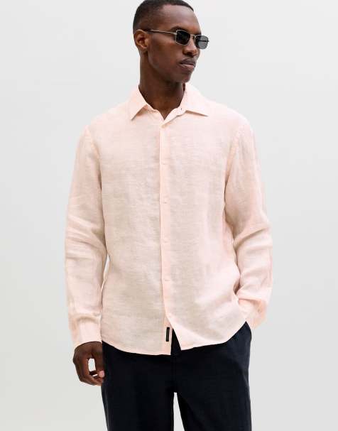 Jack & Jones - Overhemd van 100% linnen in lichtroze - view 1