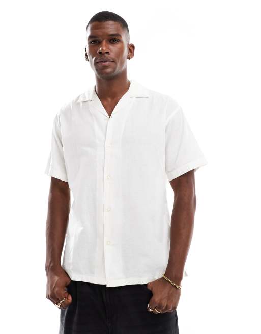 Jack & Jones - Overhemd van linnen met reverskraag in wit