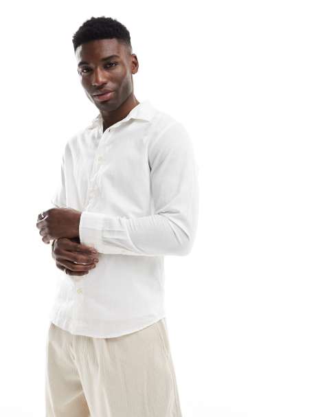 Jack & Jones - Overhemd van linnenmix in wit - view 1