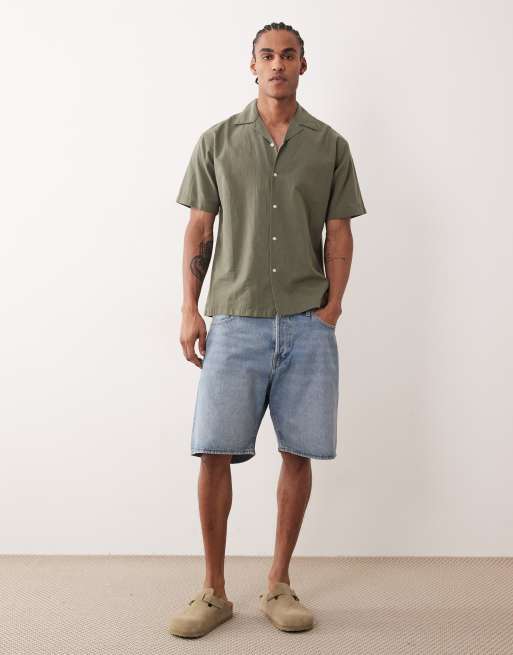 Jack & Jones - Overhemd van linnenmix met korte mouwen in donkergroen, 2 van 5